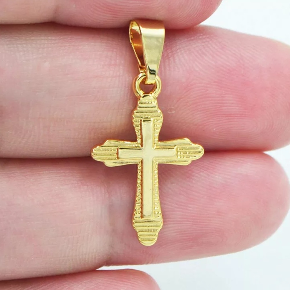 18K yellow gold filled cross pendant